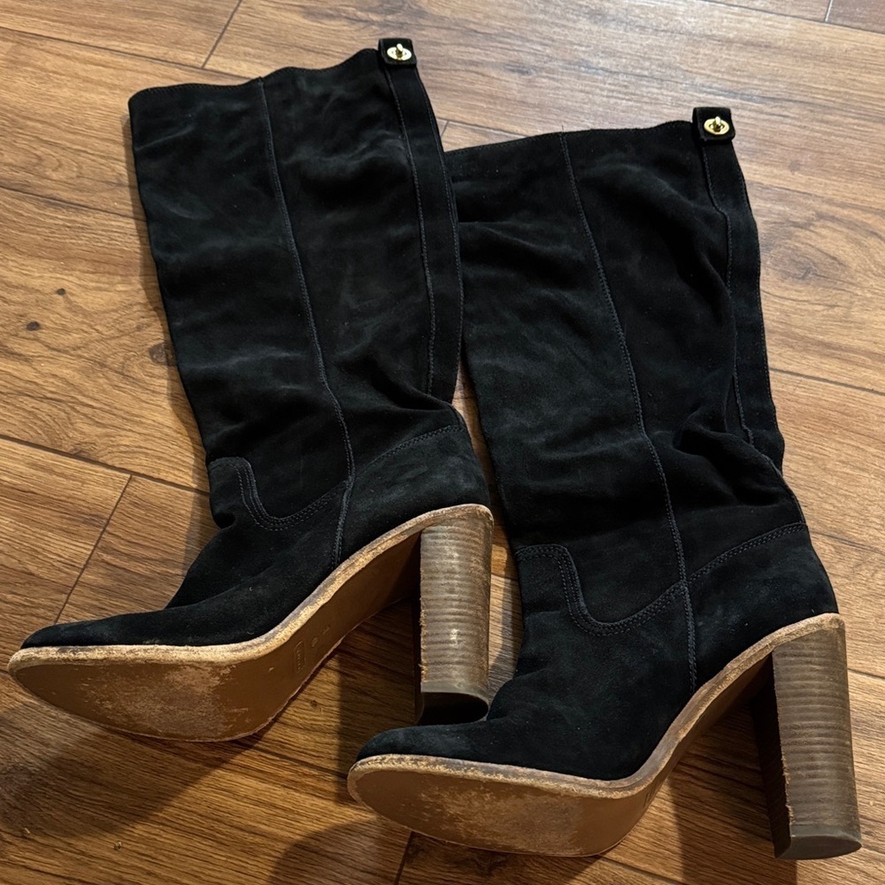 Coach Black Suede Heeled Boots